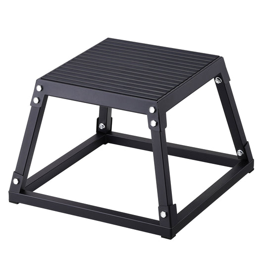 Plyometric Jump Box, 12 Inch Plyo Box, Steel Plyometric Platform and Jumping Agility Box, Anti-Slip Fitness Exercise Step Up Box for Home Gym Workout, Cardio Strength Training, Black