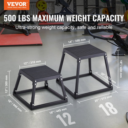 Plyometric Jump Box, 18-tums Plyo Box, Steel Plyometric Platform och Jumping Agility Box, Anti-Slip Fitness Exercise Step Up Box för hemmagymträning, konditionsstyrketräning, svart
