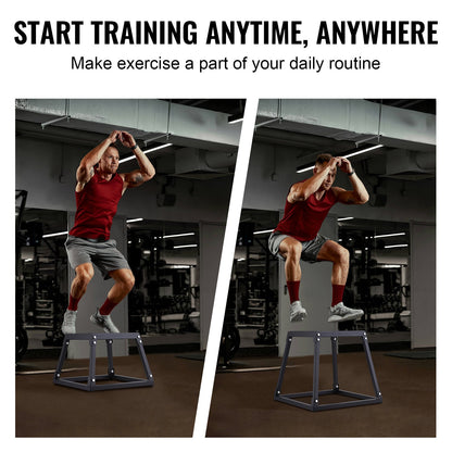 Plyometric Jump Box, 18-tums Plyo Box, Steel Plyometric Platform och Jumping Agility Box, Anti-Slip Fitness Exercise Step Up Box för hemmagymträning, konditionsstyrketräning, svart