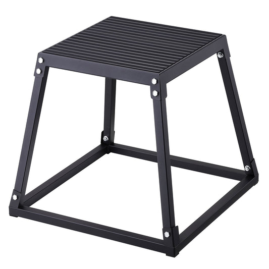 Plyometric Jump Box, 18-tums Plyo Box, Steel Plyometric Platform och Jumping Agility Box, Anti-Slip Fitness Exercise Step Up Box för hemmagymträning, konditionsstyrketräning, svart