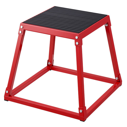 Plyometric Jump Box, 18-inch Plyo Box, Steel Plyometric Platform and Jumping Agility Box, Anti-Slip Fitness Exercise Step Up Box for Home Gym Workout, Cardio Strength Training, Red
