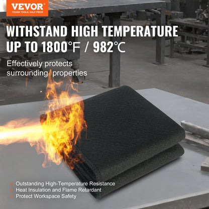 Kolfiltsvetsfilt, 27" x 12" flamskyddande svetsfiltar, upp till 1800°F Värmebeständig filtset, kapbar kolfiberbrandskyddande isoleringssvetsmatta, 1 förpackning