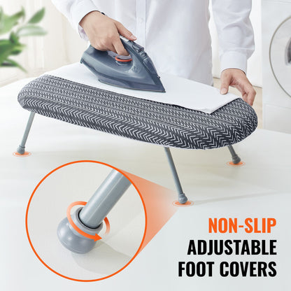 Tabletop ironing board 23.4 x 14.4, small ironing board with heat-resistant cover and 100% cotton cover, mini ironing board with 7 mm thick needle cotton layer for small spaces, travel use