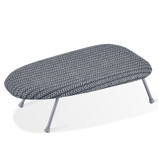 Tabletop ironing board 23.4 x 14.4, small ironing board with heat-resistant cover and 100% cotton cover, mini ironing board with 7 mm thick needle cotton layer for small spaces, travel use