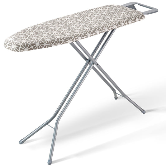 Ironing board with large 51 x 13 ironing surface, thickened 4-layer ironing board with heat-resistant cover and 100% cotton cover, 7 adjustable heights ironing board for home laundry