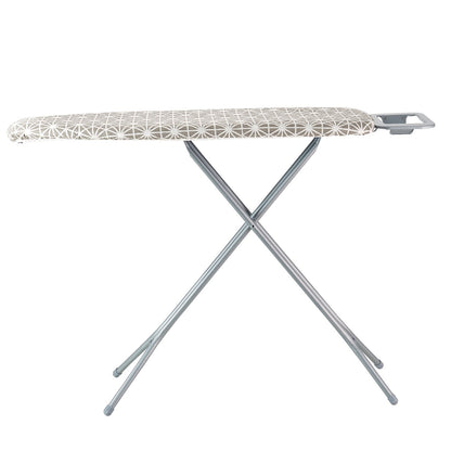 Ironing board with large 51 x 13 ironing surface, thickened 4-layer ironing board with heat-resistant cover and 100% cotton cover, 7 adjustable heights ironing board for home laundry