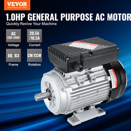 0,75KW Elmotor 1400 RPM AC 220~240V 5,45A 1-fas 19 mm kilaxel