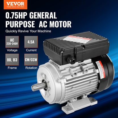 0,55KW elmotor 1400RPM AC 220~240V 4,5A 1-fas 19mm kilaxel