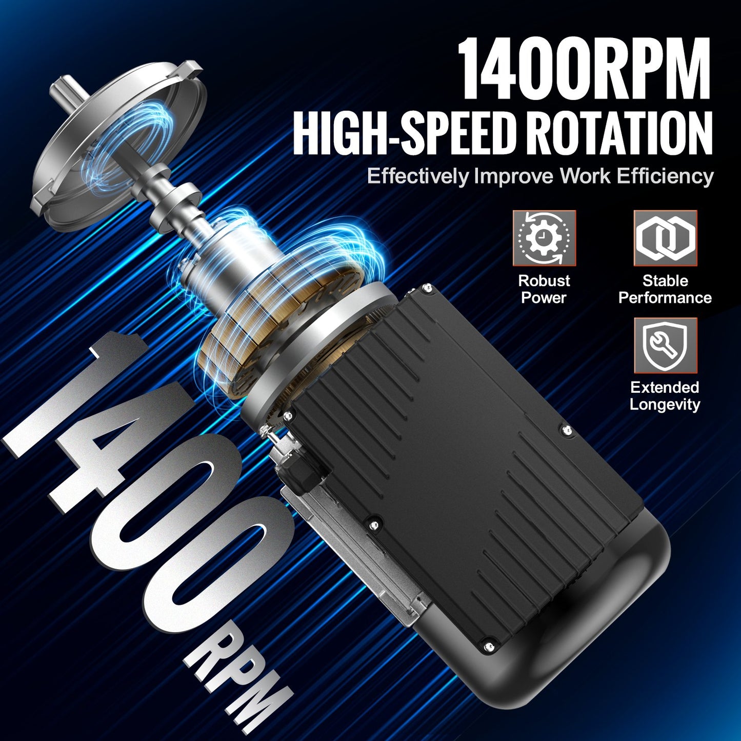 0,55KW elmotor 1400RPM AC 220~240V 4,5A 1-fas 19mm kilaxel