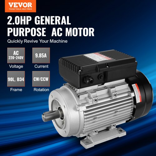 1,5KW elmotor 1400 rpm AC 220~240V 9,85A 1-fas 24 mm kilaxel |  EU