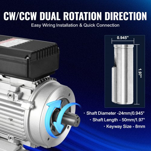 1,5KW elmotor 1400 rpm AC 220~240V 9,85A 1-fas 24 mm kilaxel |  EU