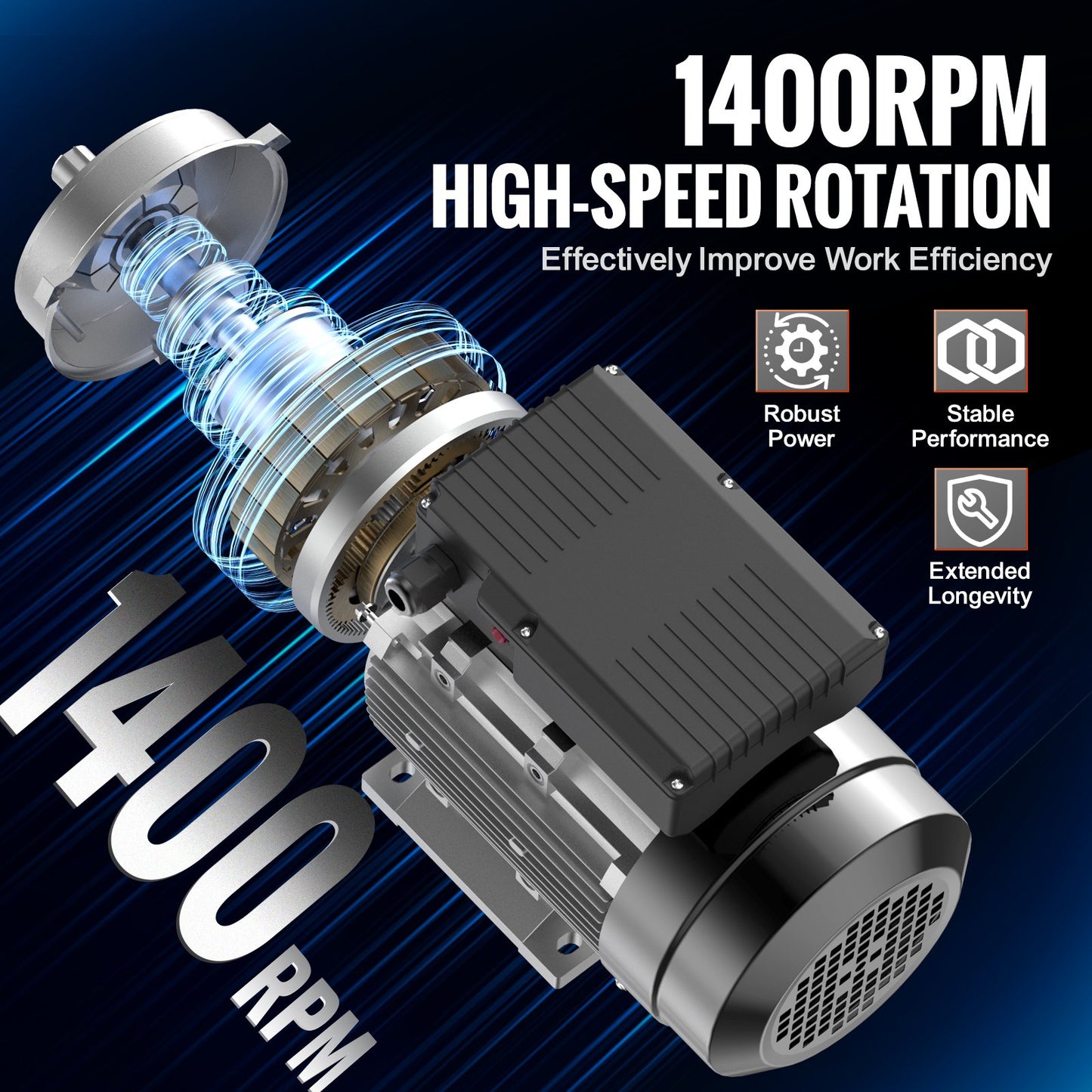 1,1 kW Elektromotor 1400 U/min AC 220~240 V 7,5 A 1-phasig 24 mm Keilwelle