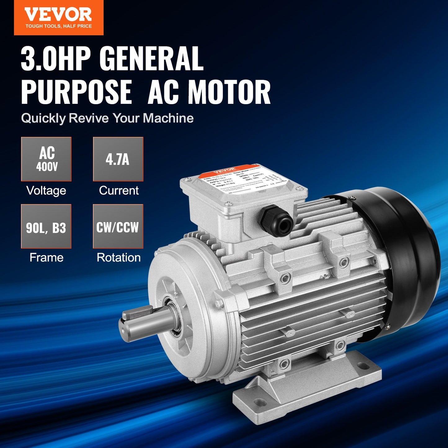 2,2 kW Elektromotor 2890 U/min Wechselstrom 400 V 50 Hz 4,7 A 3-phasig 24 mm Keilwelle