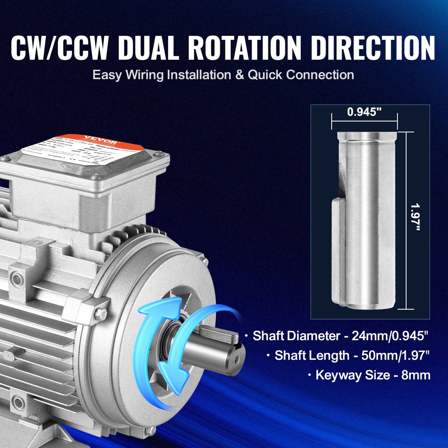 2,2 kW Elektromotor 2890 U/min Wechselstrom 400 V 50 Hz 4,7 A 3-phasig 24 mm Keilwelle