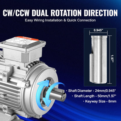 2,2 kW Elektromotor 2890 U/min Wechselstrom 400 V 50 Hz 4,7 A 3-phasig 24 mm Keilwelle