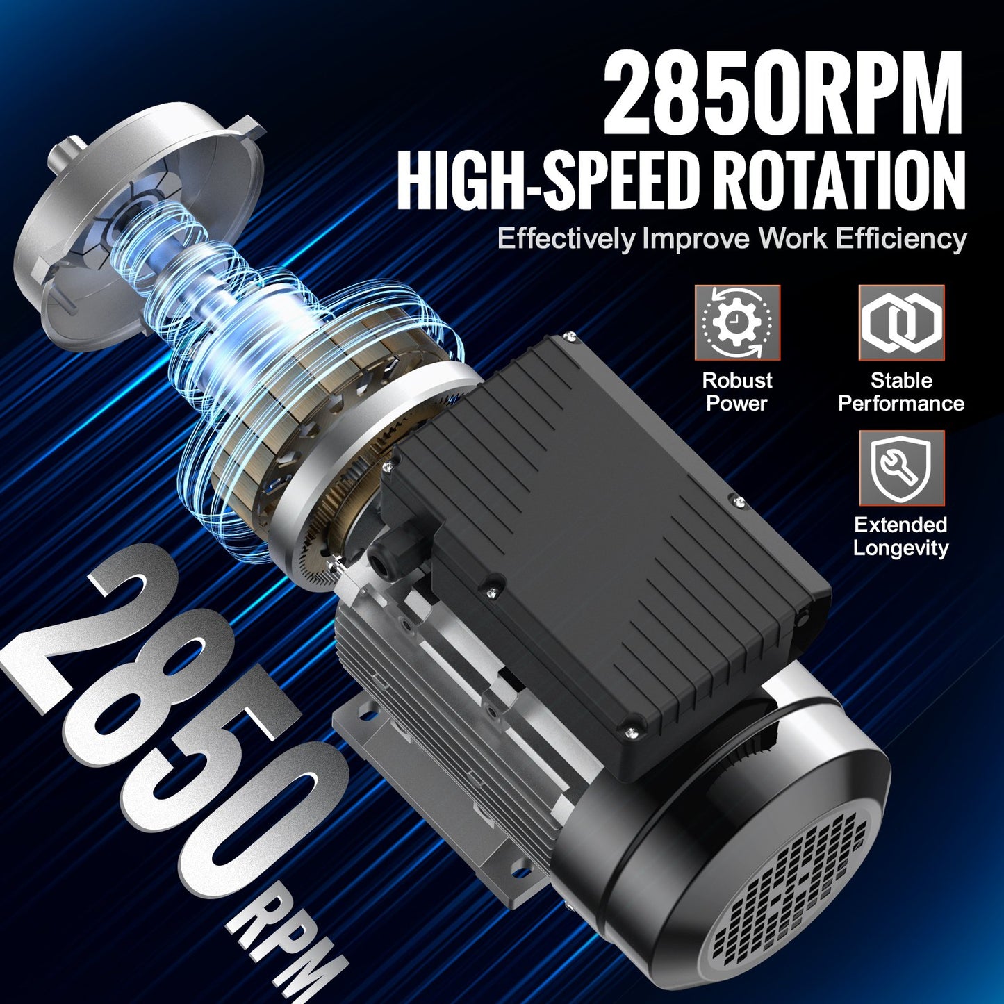0,75KW Elmotor 2850 RPM AC 220~240V 5,15A 1-fas 19 mm kilaxel