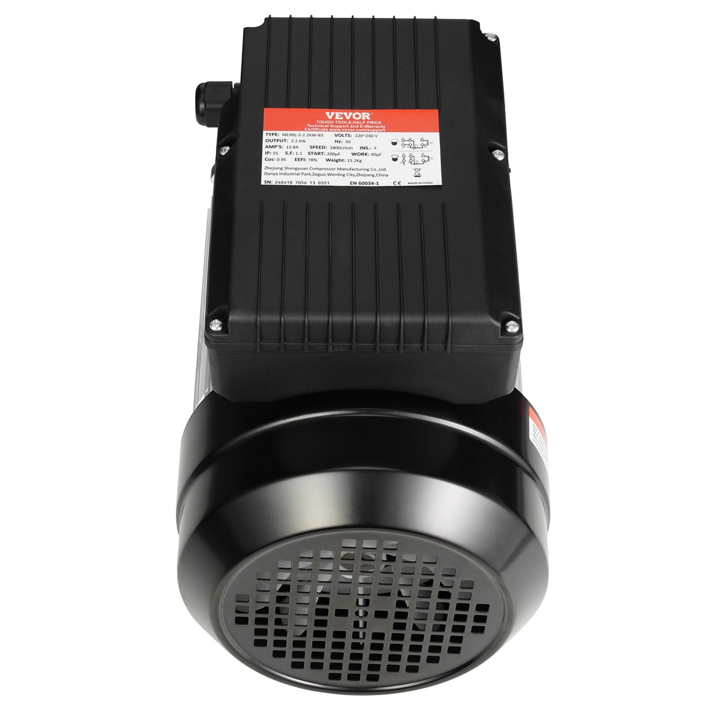 2,2KW elmotor 2800 varv/min AC 220~240V 13,8A 1-fas 24 mm kilaxel