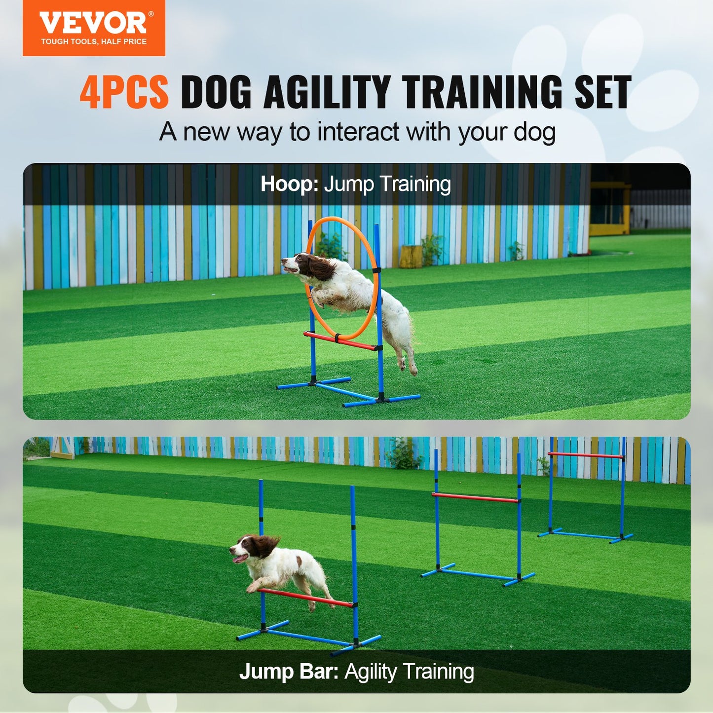 Hund Agility Träningsutrustning 4 ST Set häck och hoppringshinder