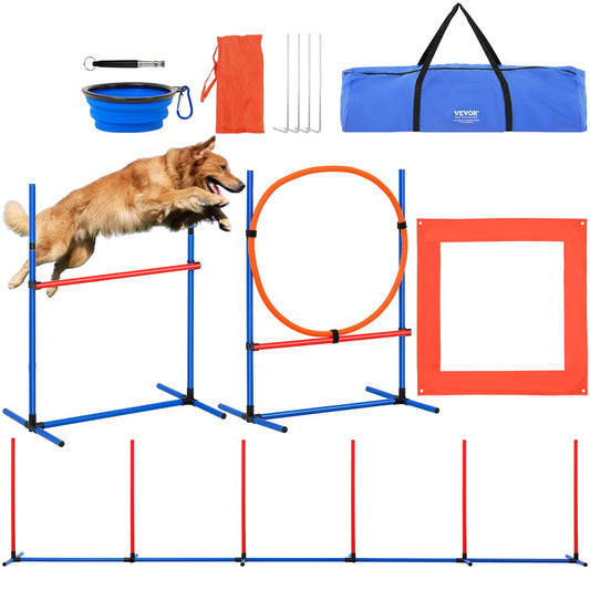 Hund Agility Träningsutrustning 4 ST Set med hinder Hoppa Ring Paus Box