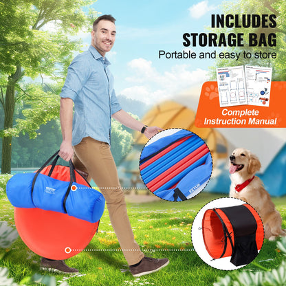 Dog Agility Training Equipment 5 PCS Upgrade w/ Hinders Extended Tunnel