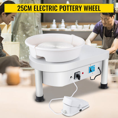 Pottery Wheel 25CM Pottery Shaping Machine 280W Electric Pottery Wheel with Foot Pedal and Detachable Basin Shaping Tool Kit for Ceramic Clay Craft DIY Clay