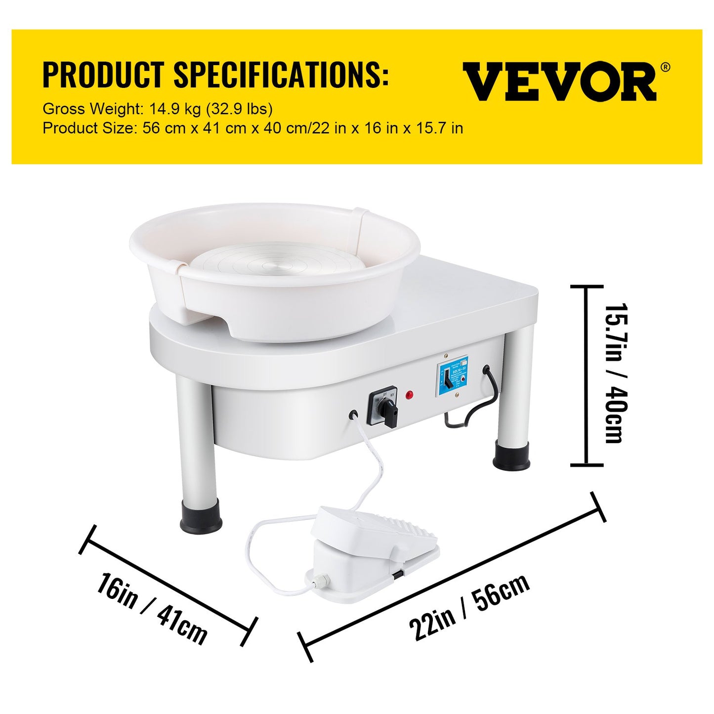 Pottery Wheel 25CM Pottery Shaping Machine 280W Electric Pottery Wheel with Foot Pedal and Detachable Basin Shaping Tool Kit for Ceramic Clay Craft DIY Clay