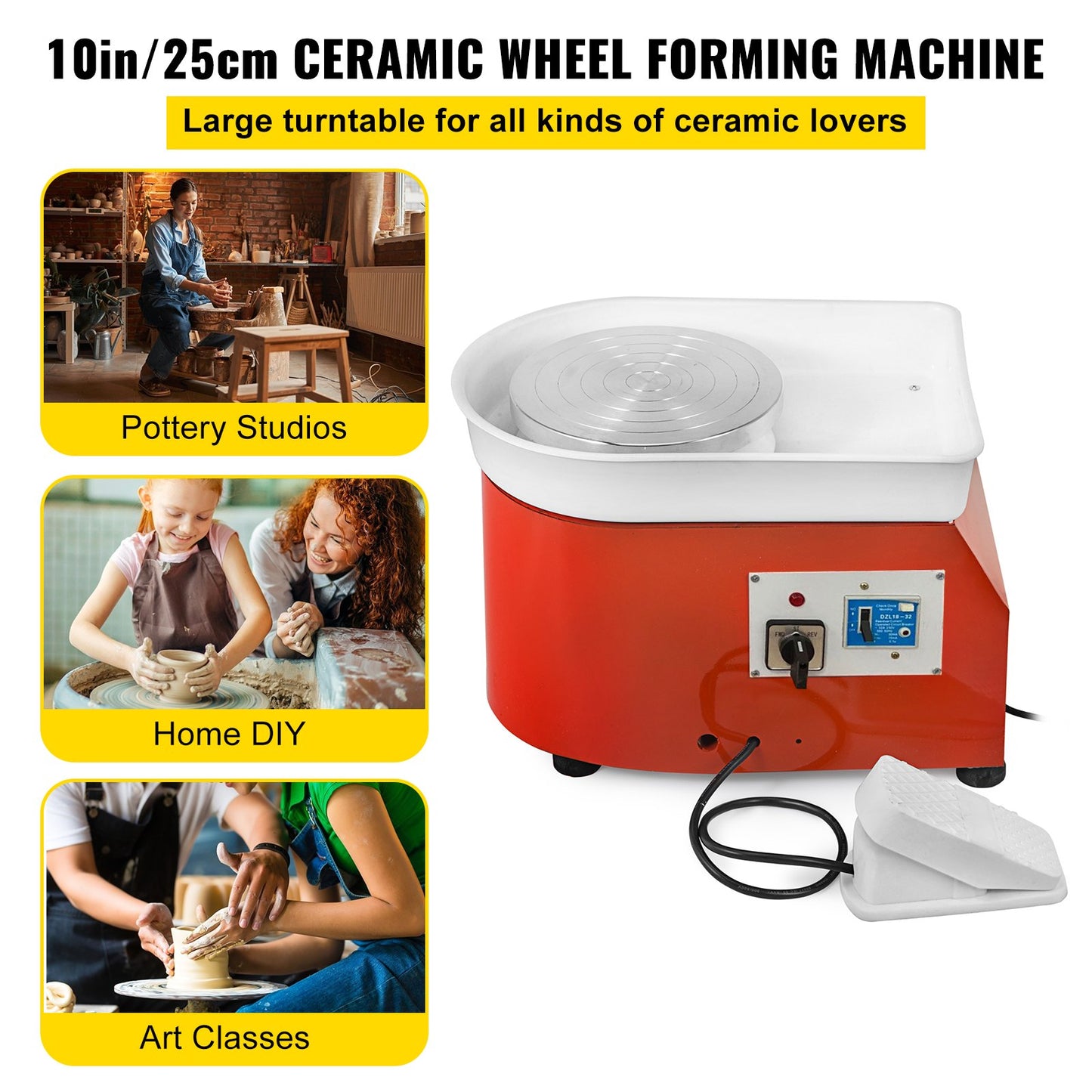 Elektrisk keramikhjul Keramisk maskin 25cm Keramikhjulmaskin 280W Keramik DIY Kit med formverktygssats för keramikarbete Keramik Lera
