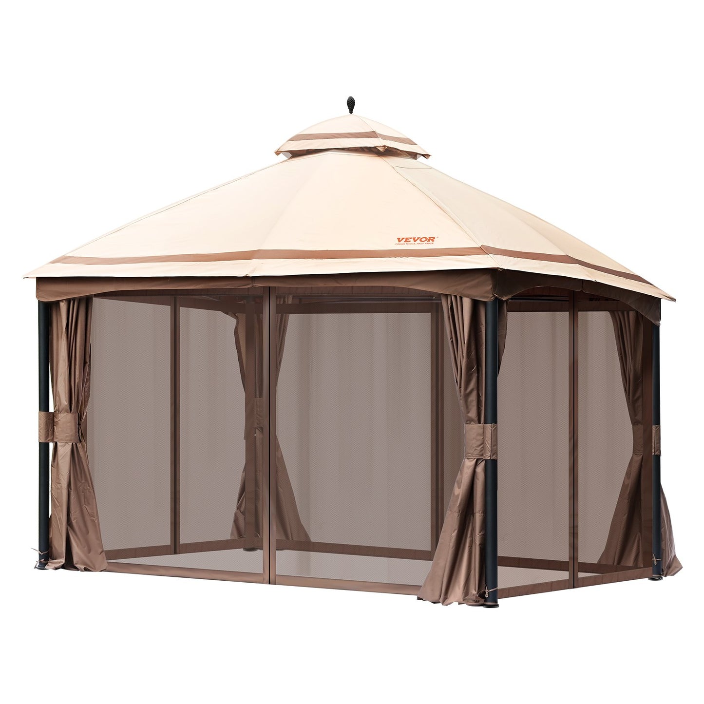 Patio Gazebo for 10-12 People, 10 x 13 FT Backyard Gazebo, with Mosquito Net, Metal Frame and PU Coated 180G Polyester, Outdoor Roof Cover for Patio, Backyard, Lawn, Garden, Deck