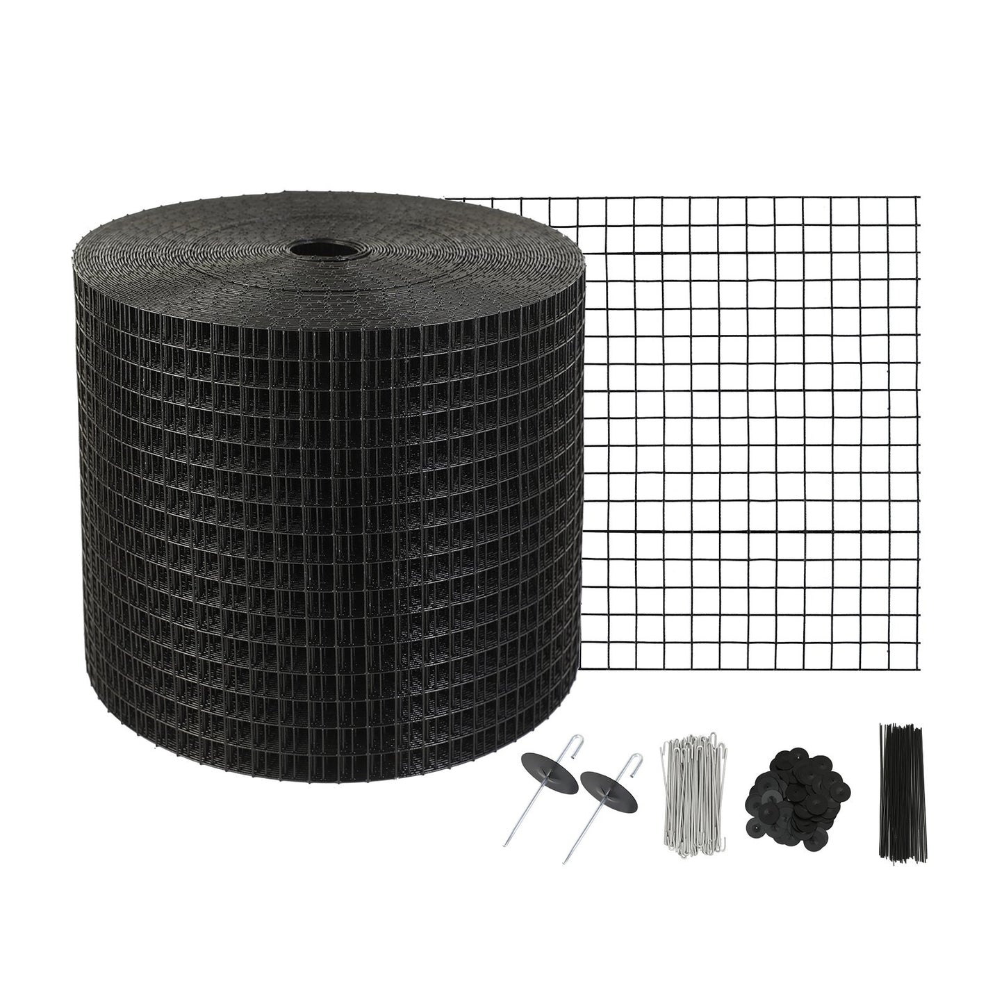 15 x 3048 cm Solpanels fågelskydd, Critter Guard Roll Kit med 100 st aluminiumlegeringsfästen, Solpanelsskydd med rostsäker PVC-beläggning, 12,7 mm trådrullsnät