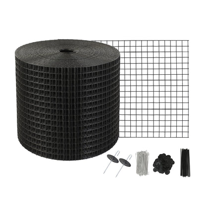 15 x 3048 cm Solpanels fågelskydd, Critter Guard Roll Kit med 100 st aluminiumlegeringsfästen, Solpanelsskydd med rostsäker PVC-beläggning, 12,7 mm trådrullsnät