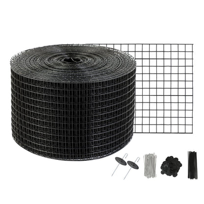 20 x 3048 cm Solpanel fågelskydd, Critter Guard Roll Kit med 100 st aluminiumlegeringsfästen, solpanelsskydd med rostsäker PVC-beläggning, 12,7 mm trådrullsnät