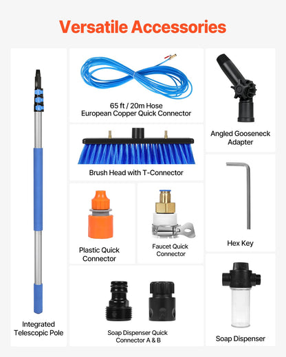 Water Fed Pole Kit 3,6 m solpanelsrengöringsstång med förlängbart handtag