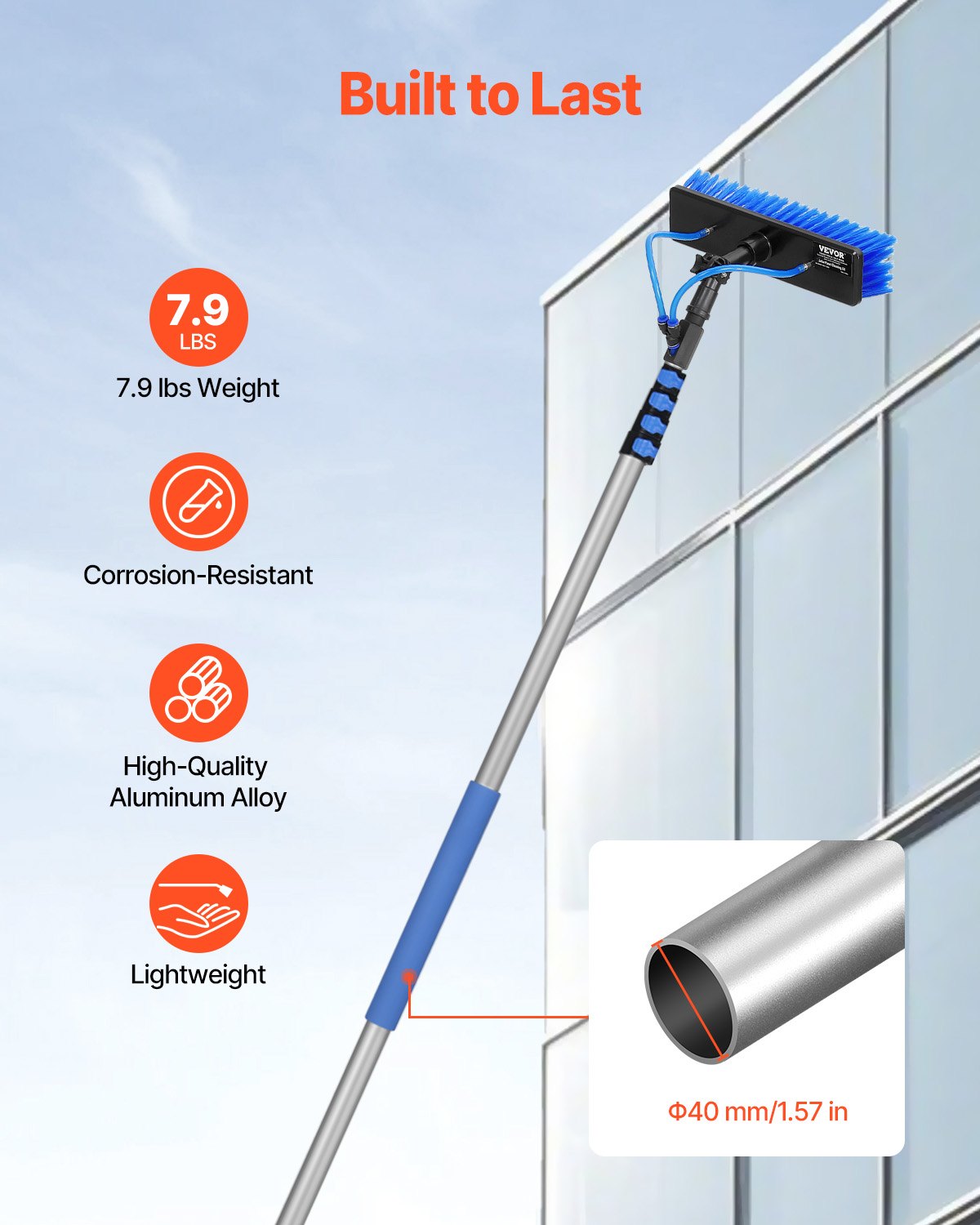 Water Fed Pole Kit 7,3 m solpanelsrengöringsstolpe med förlängbart handtag