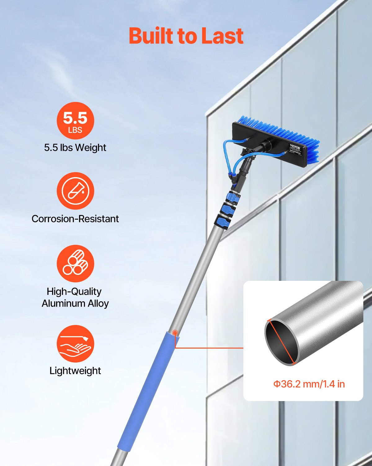 Water Fed Pole Kit 6m Solpanel Rengöringsstolpe med förlängbart handtag