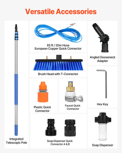 Water Fed Pole Kit 6m Solpanel Rengöringsstolpe med förlängbart handtag