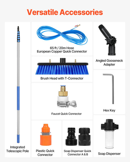 Water Fed Pole Kit 11m Solpanel Rengöringsstolpe med förlängbart handtag