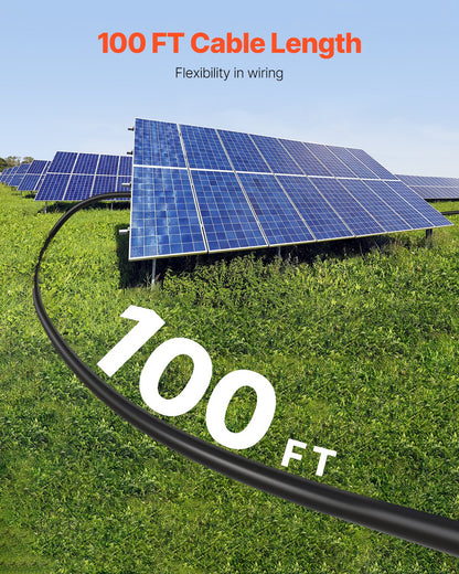 100FT Solarpanel-Verlängerungskabel 10AWG Wasserdichtes PV 6mm² Kabel Schwarz