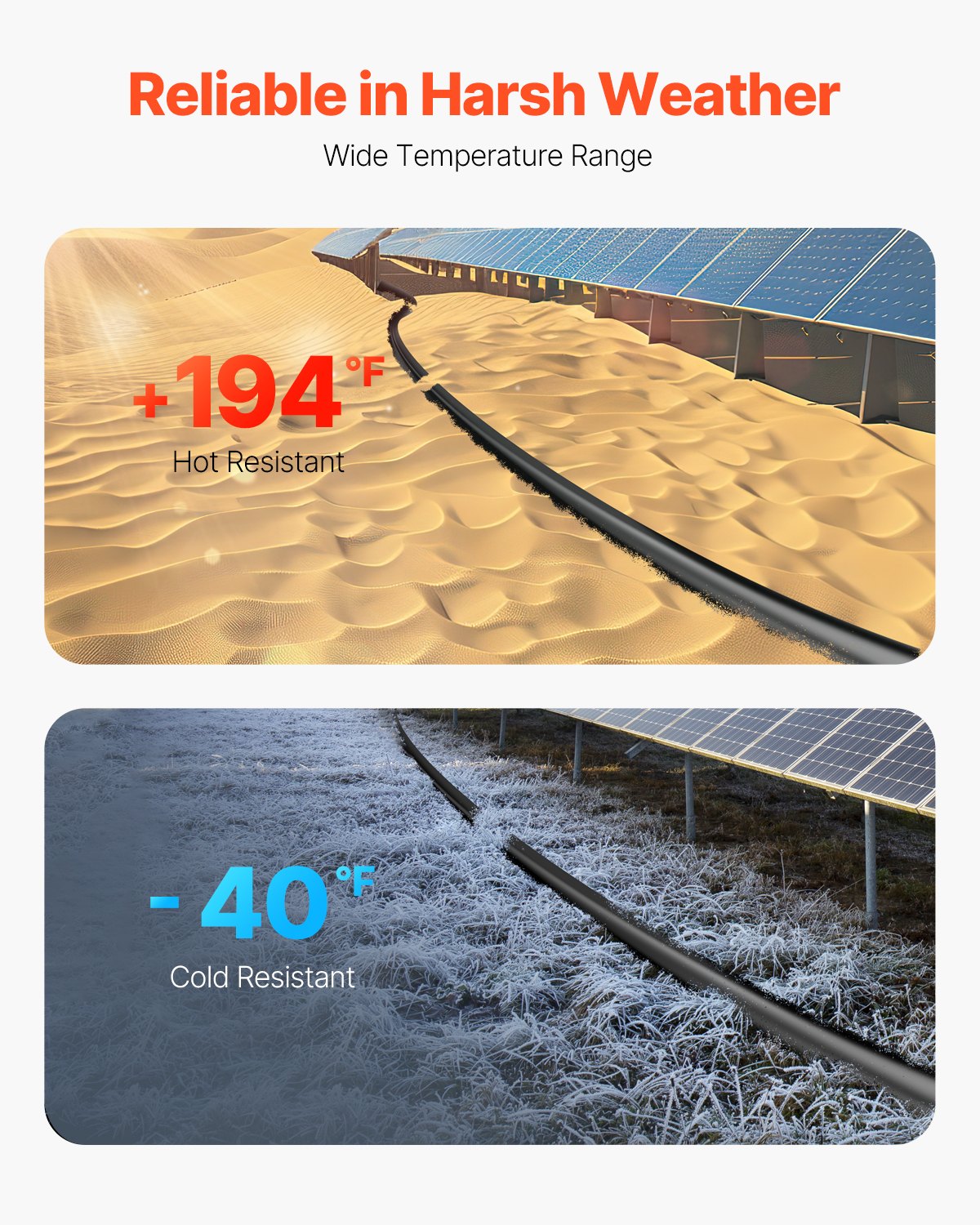 100FT Solarpanel-Verlängerungskabel 10AWG Wasserdichtes PV 6mm² Kabel Schwarz