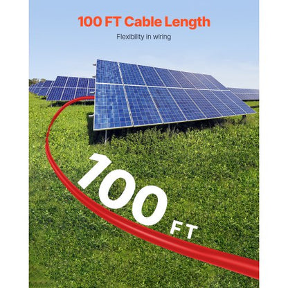 30.48m/100ft Solar Panel Extension Cable 10AWG Waterproof PV 6mm² Cable Red | EU