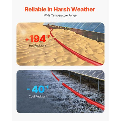 30.48m/100ft Solar Panel Extension Cable 10AWG Waterproof PV 6mm² Cable Red | EU
