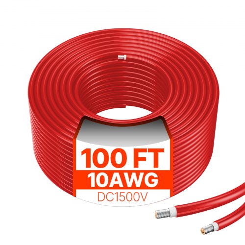 30.48m/100ft Solar Panel Extension Cable 10AWG Waterproof PV 6mm² Cable Red | EU