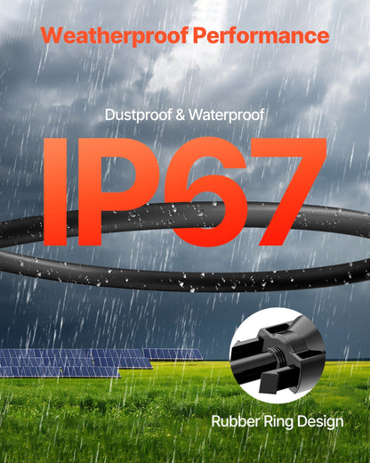 20FT Solar Panel Extension Cable with Female and Male Connectors 10AWG 1 Pair