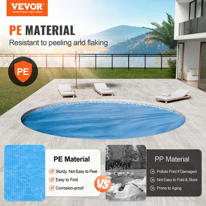 Solar Pool Cover, Φ10 ft Rund Solar Filt för Pooler, Inground Ojord Pool Solar Cover, 15 mil Solar Covers Blå
