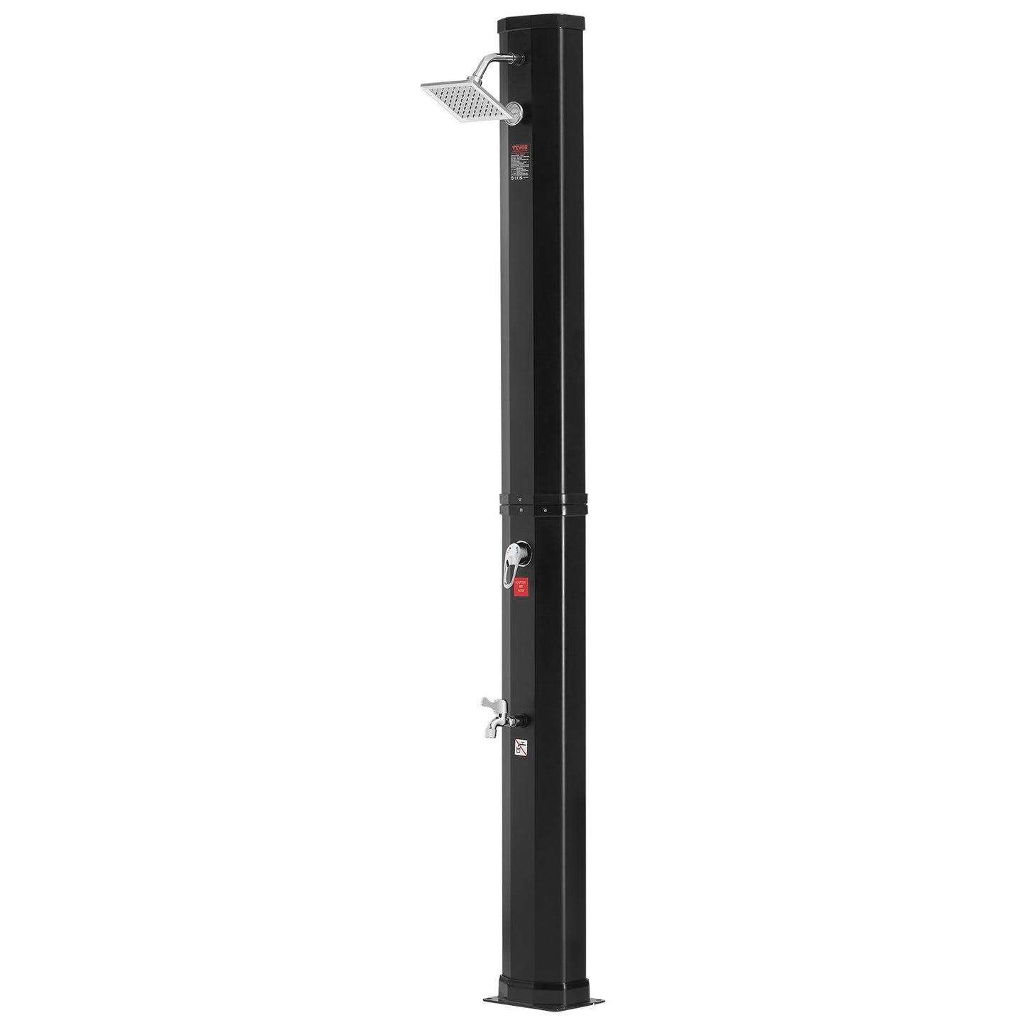 Outdoor shower with solar heating, 35 liter poolside shower kit with shower head and foot shower faucet, quick assembly with double buckle with pre-drilled holes for outdoor pool by the pool