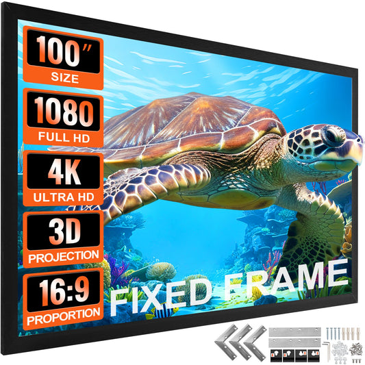 100 tum diagonal projektorskärm 16:9 4K HD-projektor Aluminiumram Bärbar projektorduk Väggfäste för hemmahotare utomhusbruk (100 tum)