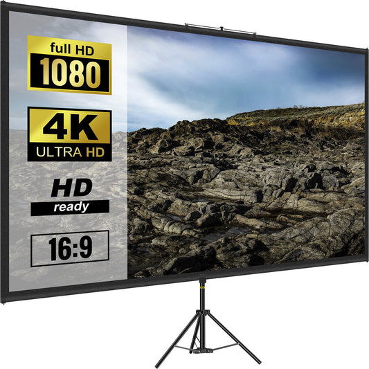 Stativ projektorduk med stativ 60 tum 16:9 4K HD projektionsskärm stativ Skrynkelfri höjdjusterbar bärbar skärm för projektor inomhus och utomhus för film, hemmabio, spel, kontor