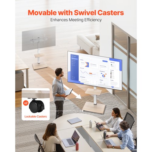 Rolling TV Stand Mobile TV Cart Holds up to 36 kg for 32-70 inch screens | EU