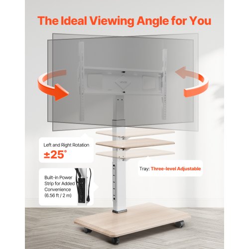 Rolling TV Stand Mobile TV Cart Holds up to 36 kg for 32-70 inch screens | EU