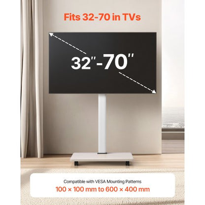 Rolling TV Stand Mobile TV Cart Holds up to 49 kg for 32-70 inch screens | EU