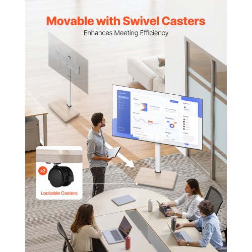 Rolling TV Stand Mobile TV Cart Holds up to 49 kg for 32-70 inch screens | EU